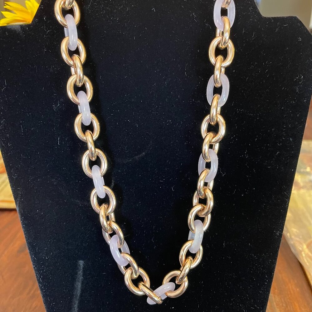 Rose-gold bronze/pink lucite Bronzo d'Italia 20" necklace & matching 7" bracelet